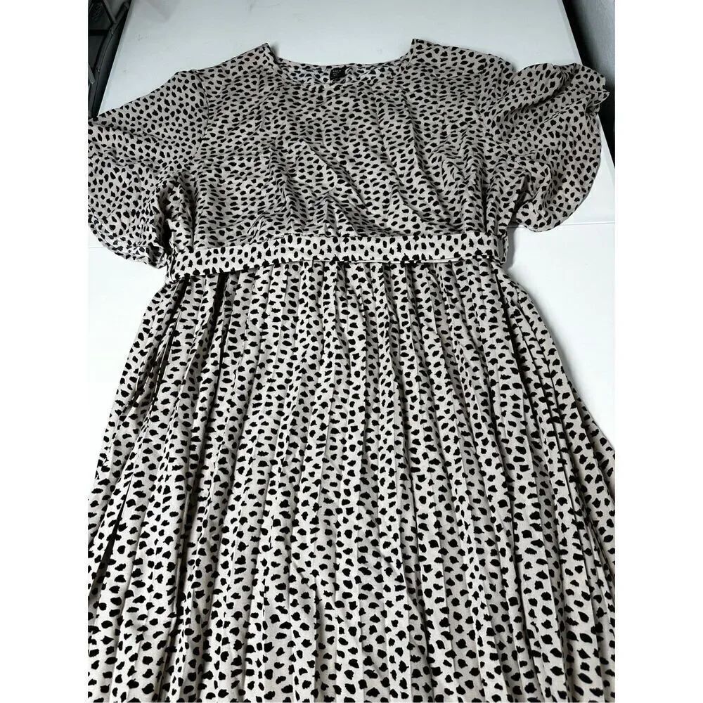 Shein Curve Bohemian Graphic Print Butterfly Sleeve Belted Dress Sz 4X Pink - Picture 7 of 15
